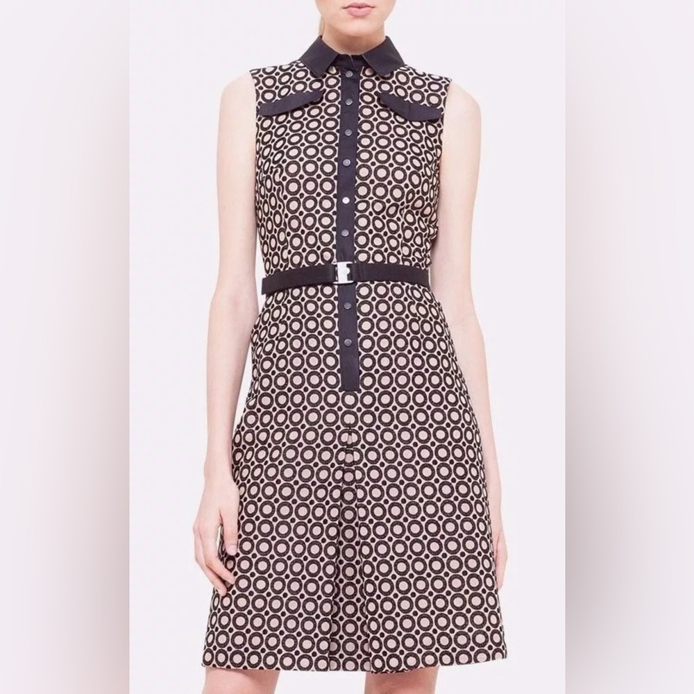 Akris Punto Dot Embroidered Sleeveless Shirt Dress